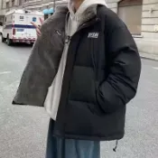 千織屋 兩面穿羔羊絨鋪棉外套男 潮牌冬季加厚保暖棉服 情侶百搭立領棉襖 休閒百搭潮流棉襖