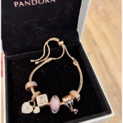 二手 專櫃購入 Pandora 玫瑰金 14k金平滑拉繩手鏈 兔子熱氣球愛心 安全鏈 手環 17 18 琉璃 蛇鏈T字扣