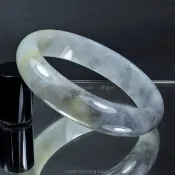 珍珠林~加寬板經典圓玉鐲~A貨緬甸三彩墨翠瑭璜(內徑62.5mm, 手圍20號半) #232