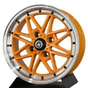 【超前輪業】 正美國 KONIG KN02 KN-02 15吋鋁圈 4孔100 114 橘色車邊 威利