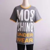 MOSCHINO UNDERWEAR英字LOGO棉質短T(灰/黃邊)