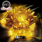 摩達客-浪漫療癒200燈LED高亮度透明線聖誕燈樹燈串-暖白光(附USB插頭+控制器)