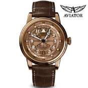 AVIATOR 飛行員  飛行員 DOUGLAS DAY-DATE 41 鏤空機械錶 男錶 手錶 玫瑰金色-V.3.36.8.290.4