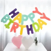 【現貨出清】16吋Happy birthday字母馬卡龍色生日快樂氣球鋁箔