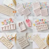桃園發貨+統編🚚生日快樂字母數字矽膠模具 DIY 工藝果凍巧克力模具