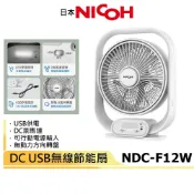 【日本 NICOH 】12吋DC-USB供電風扇 NDC-F12W  停電露營最愛 