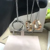 【美國代購🇺🇸】Calvin Klein 項鍊 字母Logo 雙環 男女同款 情侶項鍊 情人節送禮-玫瑰金銀色