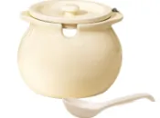 升級耐高溫【廚房家用豬油罐】可手持 奶白色丨1400ml 加大號 【三件套】專用勺+蓋