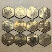 【滿300出貨】1#如圖 日本第一輪12生肖紀念章全套1976丙辰龍-1987丁卯兔六邊形