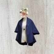*♡*VOGUE/深藍色/溫暖磨毛.日系文青.開襟外套/M-L/近新/二手《Anna的百寶箱》