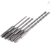 Toyutw)5pcs/set 2 Pits 2 Slots SDS 柄電鎚鑽頭套裝 SDS PLUS 電鎚衝擊鑽頭混凝