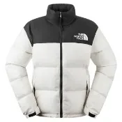 【The North Face】女 拼接防潑水舒適保暖可收納連帽羽絨外套/禦寒雪衣(3XEO-ROU 沙丘白)
