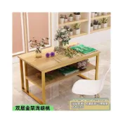 (店+)【安安家具】吧臺桌 餐桌雙層圓角花店中央展示臺包花桌子操作工作臺中島櫥窗流水臺花束展高腳桌 長條桌 家用酒吧檯 簡約桌