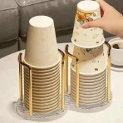 喜挖2店 一次性杯子取杯器桌面咖啡杯紙杯架玻璃杯收納亞克力杯架子置物架