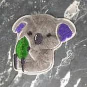 貼紙 動物系列刺繡貼紙-無尾熊 抱葉無尾熊 刺繡貼紙 刺繡燙貼