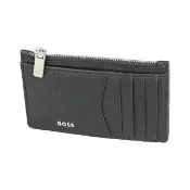 【HUGO BOSS】HUGO BOSS Crosstown牛皮零錢卡夾(男款/黑)
