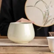【收藏之家】高檔汝窯陶瓷簡約家用復古水盂茶洗建水輕奢茶水缸茶桶功夫茶渣缸