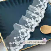 iAsa愛莎【現貨】手工DIY輔料日版好品質 小波斯菊棉線網紗刺繡蕾絲花邊材料寬5.5cm