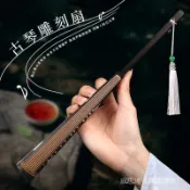 優選之家】🌸古琴鵰刻扇子折扇中國風男女式白色黑色空白灑金絹佈宣紙扇麵定製 H 0 R D W