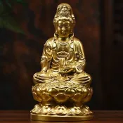 台灣出貨 擺件裝飾 花梨實木雕刻 觀音佛像擺飾 坐蓮觀世音菩薩 家居客廳新居 裝飾工藝品