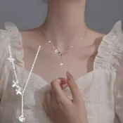 【LEESA】流蘇項鍊\蝴蝶項鍊\高級飾品\歐美項鍊\單鋯項鍊\999純銀項鍊\女生項鍊\垂墜項鍊\