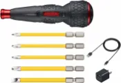 及時雨 生活好物選品 VESSEL 電動螺絲起子 220USBC-5 USB Type-C充電式 6.35mm六角軸 含5支起子頭 紅色 日本製