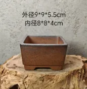 古瓷堂日本回流瓷器 宜興柴燒紫砂花盆 老段泥四方紫砂盆 王飛手作高溫柴燒 半手工工藝 盆栽多肉盆景專用 原礦泥料正品