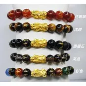 【可開發票】開運手串 招財手串 豐瓏銀樓 豐瓏珠寶 3D硬金貔貅黃金墜子保證黃金貔貅黑曜石珠珠手鍊 六字箴言招財手環 男