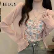 IELGY 防晒雪紡小外套披肩罩衫短外套長袖外搭薄紗上衣