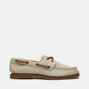 【Timberland】女款淺米色經典兩孔帆船鞋(A2Q9XEN7)