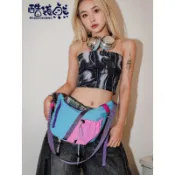 戶外運動挎包通勤餃子包大容量旅行單肩包女拼色斜挎包腰包