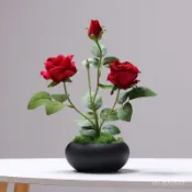 【免運出貨】梅花仿真花擺件客廳玫瑰花裝飾電視櫃桃花幹枝盆栽嚮日葵綠植假花 BXFT