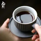 九土美式藝術咖啡杯日式咖啡杯黑手作陶瓷復古馬克杯子情侶茶杯粗陶家用辦公水杯拿鐵杯奶茶杯手沖咖啡杯客製咖啡杯CFR0026