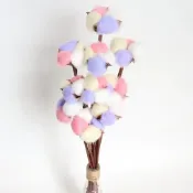 (店+)棉花糖 有桿 彩色 木棉花 天然 棉花 乾燥花 花束材料 插花diy材料配件 裝飾 木棉花 永生花 玻璃罩材料