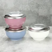 (店+)寶石牌 豆豆316隔熱碗14cm附蓋-1入(多色可選 兒童碗 彩色碗)
