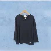 *♡*義大利製/黑色/15%喀什米爾/棉質薄料上衣/S/近新/二手衣《Anna的百寶箱》