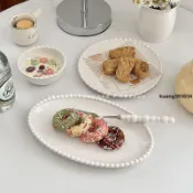 甜品碗碟✨ 法式ins陶瓷盤子家用菜盤珍珠點餐盤西餐盤早餐盤牛排盤