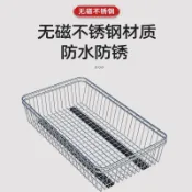 高品質🌟熱銷 滑軌置物架 不銹鋼抽拉網籃 廚下碗碟置物架 廚房抽屜改造 廚櫃內置抽拉式 自製diy 櫥櫃 拉籃軌道 網籃