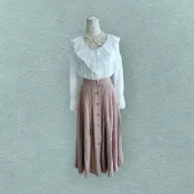 *♡*韓標/卡其色/排釦大A長裙/22-25吋腰/近全新/二手《Anna的百寶箱》
