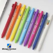 ☁☬客製化 筆 糖果色噴膠按動中性筆廣告筆定製筆印刷LOGO簡約風磨砂辦公簽字筆 訂製 千普訂製