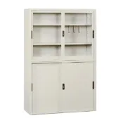 (店+)四尺玻璃拉門（上）＋鐵櫃拉門（下） KG-118 KS-118 理想櫃 辦公櫃 檔案櫃 公文櫃 文件櫃 收納櫃 玻璃櫃
