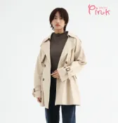 Pink* 復古排釦中長版風衣 (2色) V4714RD