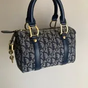 稀有中古包 Dior 海軍藍老花波士頓迷你包 手提包 二手包 古董包