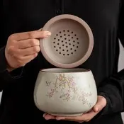 汝窯茶渣缸家用陶瓷茶洗缸茶水桶廢水缸茶具配件茶道零配茶渣桶