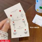 耳釘 耳針 抗過敏耳環 耳墜 趣味甜品草莓蛋糕冰淇淋耳釘女銀針甜美少女心卡哇伊可愛學生耳飾 -雙祥