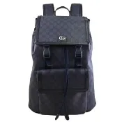 【GUCCI 古馳】Ophidia GG Supreme 經典雙G印花翻蓋抽繩商旅包後背包(深藍)