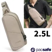 【Pacsafe】V Action 防盜側背包 2.5L.斜背包.護照包.隨身包.胸包/RFIDsafe 晶片防側錄.防割破.防割強化背帶/ 60161237 卡其色