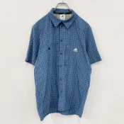 【DOKODEMO】adidas CLIMALITE 短袖襯衫，格子圖案，藍色，M 碼，古著。