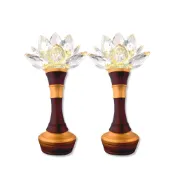 【新韻傳音】水晶蓮花燈 高18.8公分 23.5公分 獨家雙供電模式光明燈供燈佛前燈LED超節能 AD328-2H