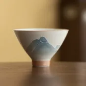 全球選品1館 生活百貨 冰臺手繪山嵐茶杯釉下手繪小斗笠杯遠山重山功夫茶杯品茗杯家用